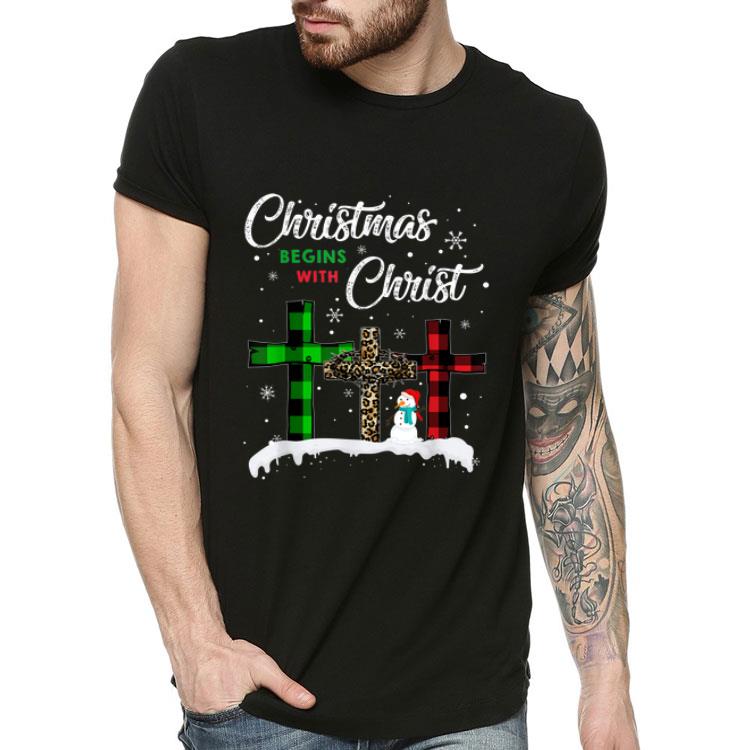 Snowman And Christian Cross Christmas Begins With Christ shirt 4 - Snowman And Christian Cross Christmas Begins With Christ shirt