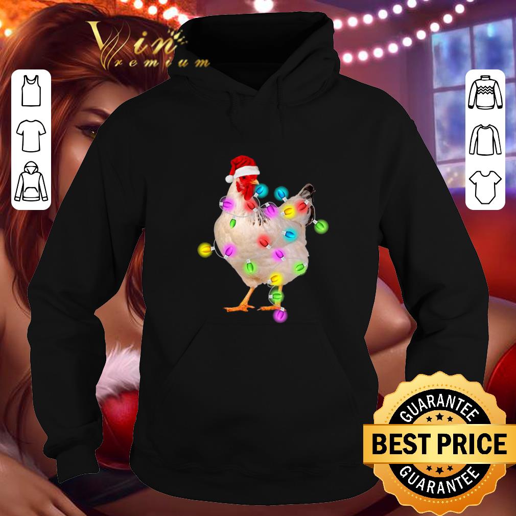 Funny Chicken santa Christmas lights shirt 4 - Funny Chicken santa Christmas lights shirt