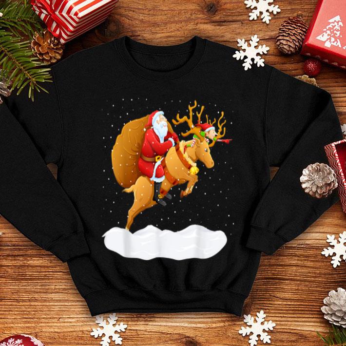 Pretty Santa Claus Riding Reindeer Christmas Boys Girls Kids Xmas shirt 4 - Pretty Santa Claus Riding Reindeer Christmas Boys Girls Kids Xmas shirt