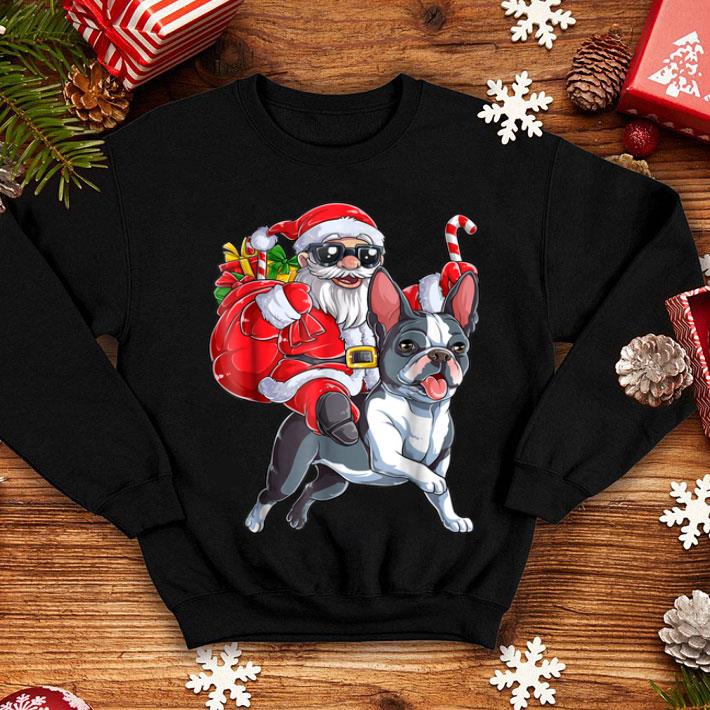 Pretty Boston Terrier Christmas Santa Claus Riding Dog Boys sweater 4 - Pretty Boston Terrier Christmas Santa Claus Riding Dog Boys sweater