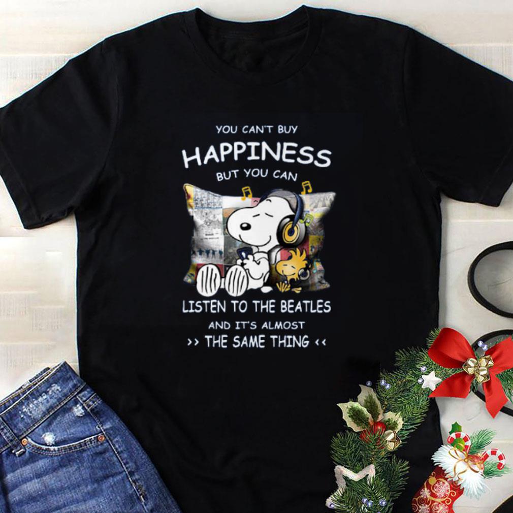 Premium Snoopy And Woodstock You Can t Buy Happiness But You Can Listen To The Beatles shirt 1 - Premium Snoopy And Woodstock You Can’t Buy Happiness But You Can Listen To The Beatles shirt
