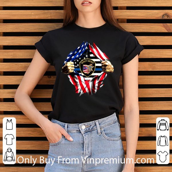 Nice Deputy Sheriff Ohio Badge Blood Inside Me American Flag shirt