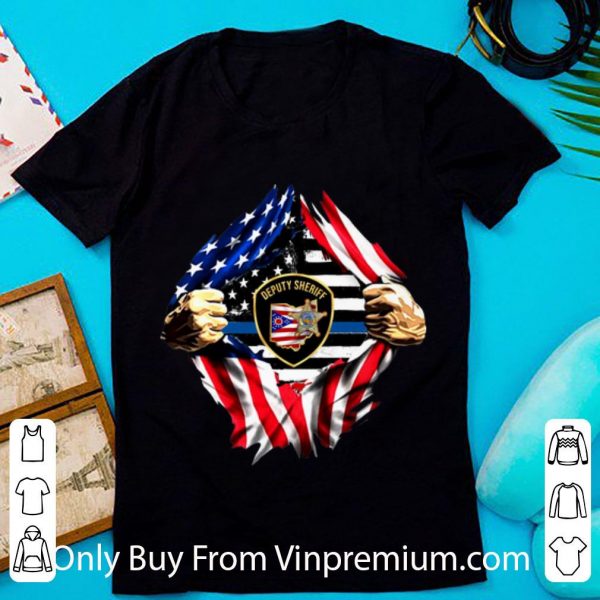 Nice Deputy Sheriff Ohio Badge Blood Inside Me American Flag shirt