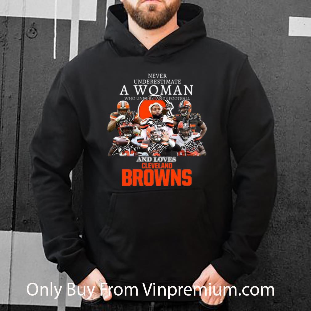68a75535 awesome never underestimate a woman who understands cleveland browns shirt 4 - Awesome Never Underestimate A Woman Who Understands Cleveland Browns shirt