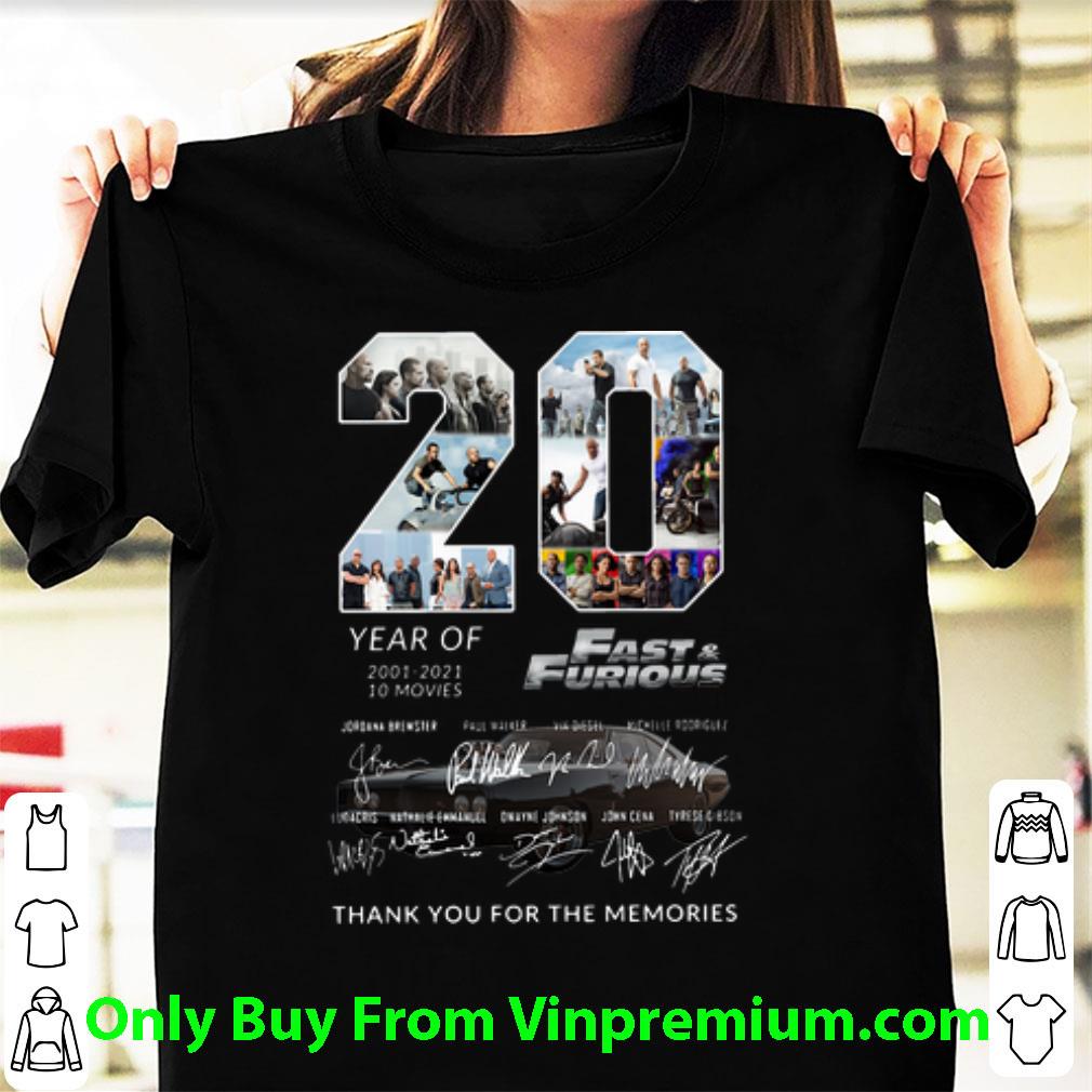 Premium 20 Year Of Fast And Furious Thank You For The Memories Signatures shirt