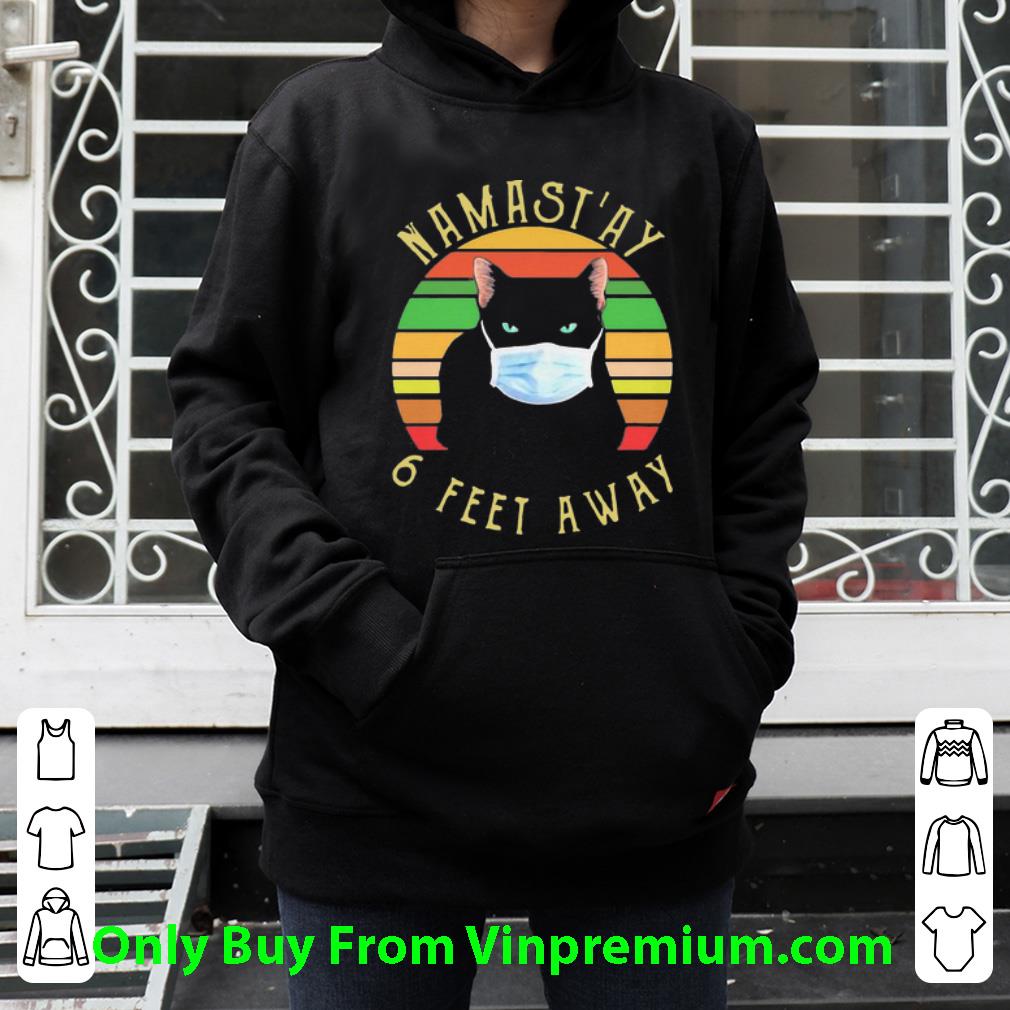fee2ae16 nice vintage namast ay 6 feet away cat face mask shirt 4 - Nice Vintage Namast’ay 6 Feet Away Cat Face Mask shirt