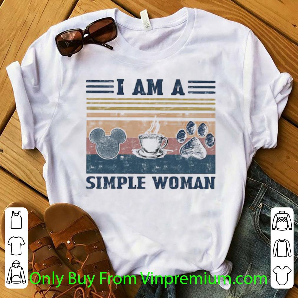 Great I Am A Simple Woman Mickey Mouse Coffee And Paw Dog Vintage Retro shirt