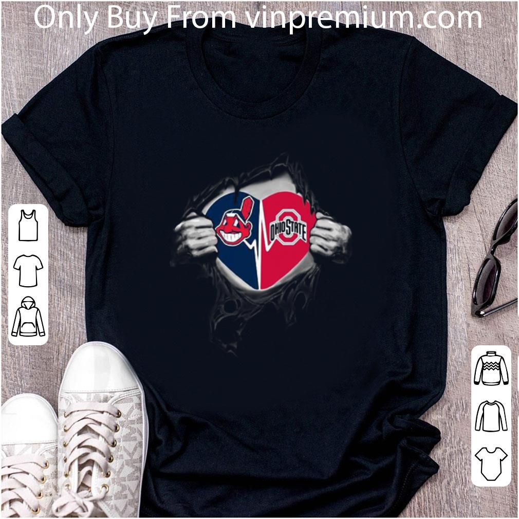 Awesome Insides Me Cleveland Indians And Ohio State Buckeyes Heartbeat shirt
