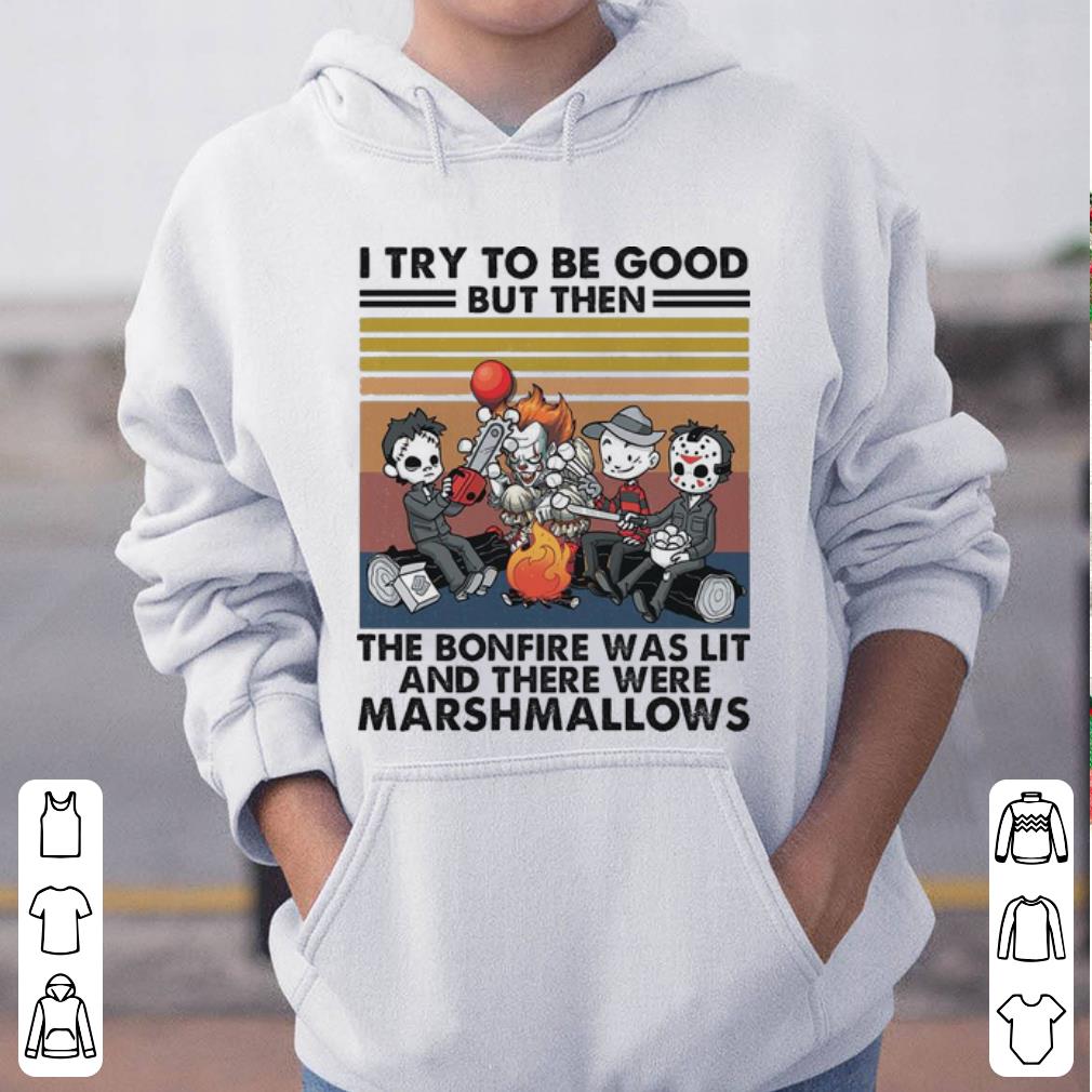f6d8fd58 official vintage chibi horror movie i try to be good but then marshmallows shirt 4 - Official Vintage Chibi Horror Movie I Try To Be Good But Then Marshmallows shirt