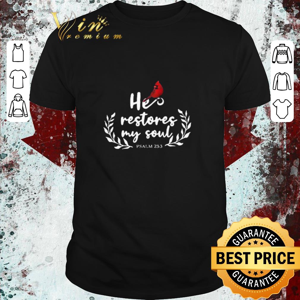 Official Bird He Restores My Soul Psalm 23 3 shirt