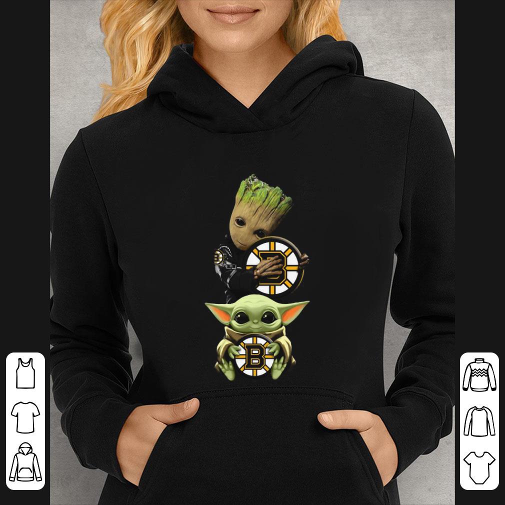 706d5881 top baby yoda and baby groot hug boston bruins shirt 4 - Top Baby Yoda and Baby Groot hug Boston Bruins shirt