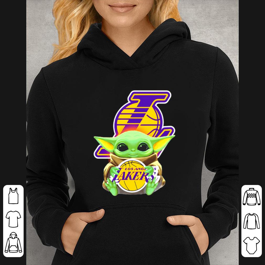 ba628b5b nice star wars baby yoda hug los angeles lakers logo shirt 4 - Nice Star Wars Baby Yoda hug Los Angeles Lakers logo shirt