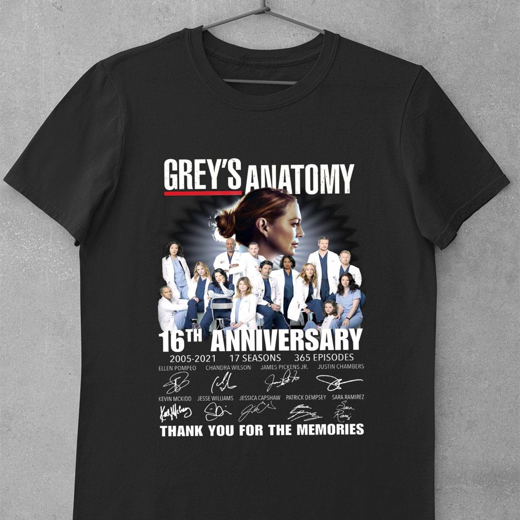 Original Grey's Anatomy 16th anniversary 2005-2021 17 seasons 365 episodes signatures shirt
