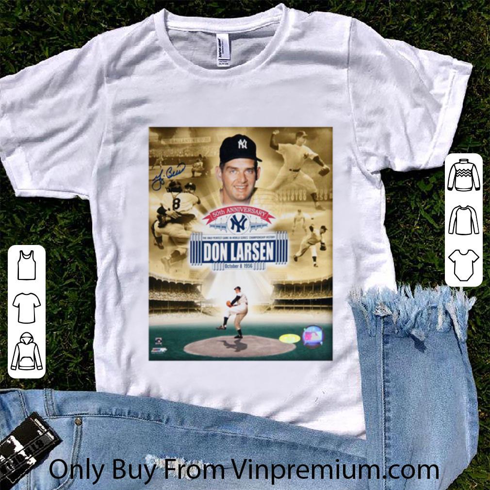 Nice 50th anniversary Don Larsen's perfect game autographed shirt