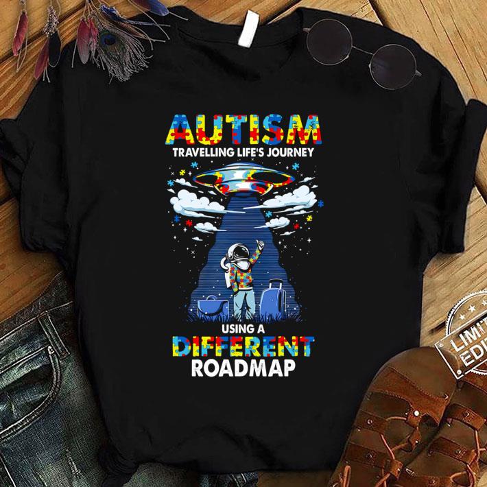 Awesome Autism Awareness Travelling Life's Journey Using A Different Roadmap Shirt