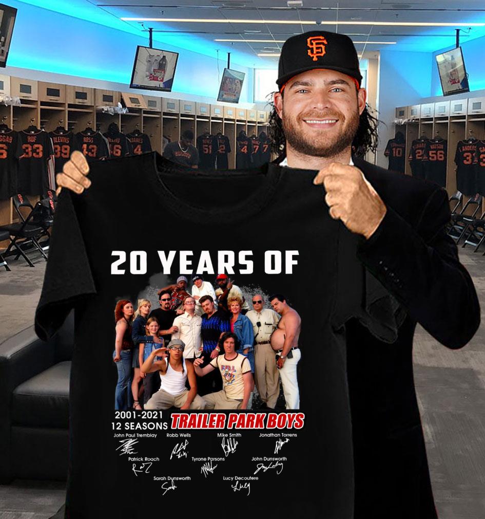 20 years of Trailer Park Boys 2001-2021 12 seasons signatures shirt 20 years of Trailer Park Boys 2001 2021 12 seasons signatures shirt 2 - 20 years of Trailer Park Boys 2001-2021 12 seasons signatures shirt