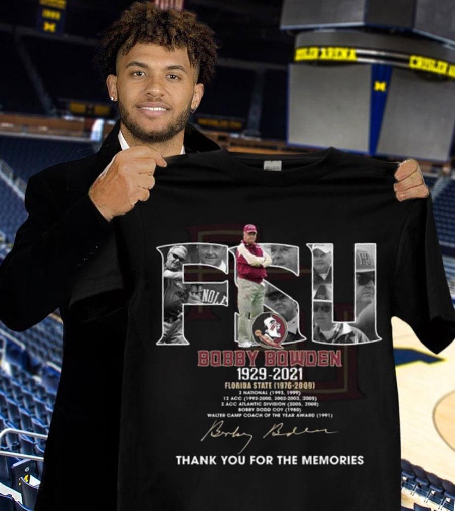 Premium FSU Bobby Bowden 1929-2021 Florida State thank you for the memories signature shirt FSU Bobby Bowden 1929 2021 Florida State thank you for the memories signature shirt 1 - Premium FSU Bobby Bowden 1929-2021 Florida State thank you for the memories signature shirt