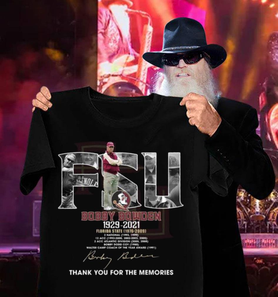 Premium FSU Bobby Bowden 1929-2021 Florida State thank you for the memories signature shirt FSU Bobby Bowden 1929 2021 Florida State thank you for the memories signature shirt 3 - Premium FSU Bobby Bowden 1929-2021 Florida State thank you for the memories signature shirt
