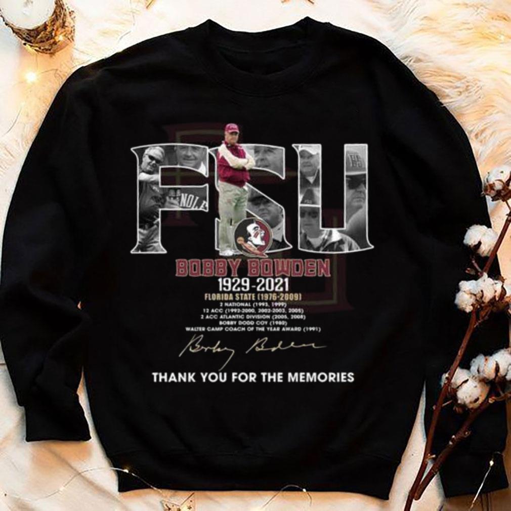 Premium FSU Bobby Bowden 1929-2021 Florida State thank you for the memories signature shirt FSU Bobby Bowden 1929 2021 Florida State thank you for the memories signature shirt 4 - Premium FSU Bobby Bowden 1929-2021 Florida State thank you for the memories signature shirt