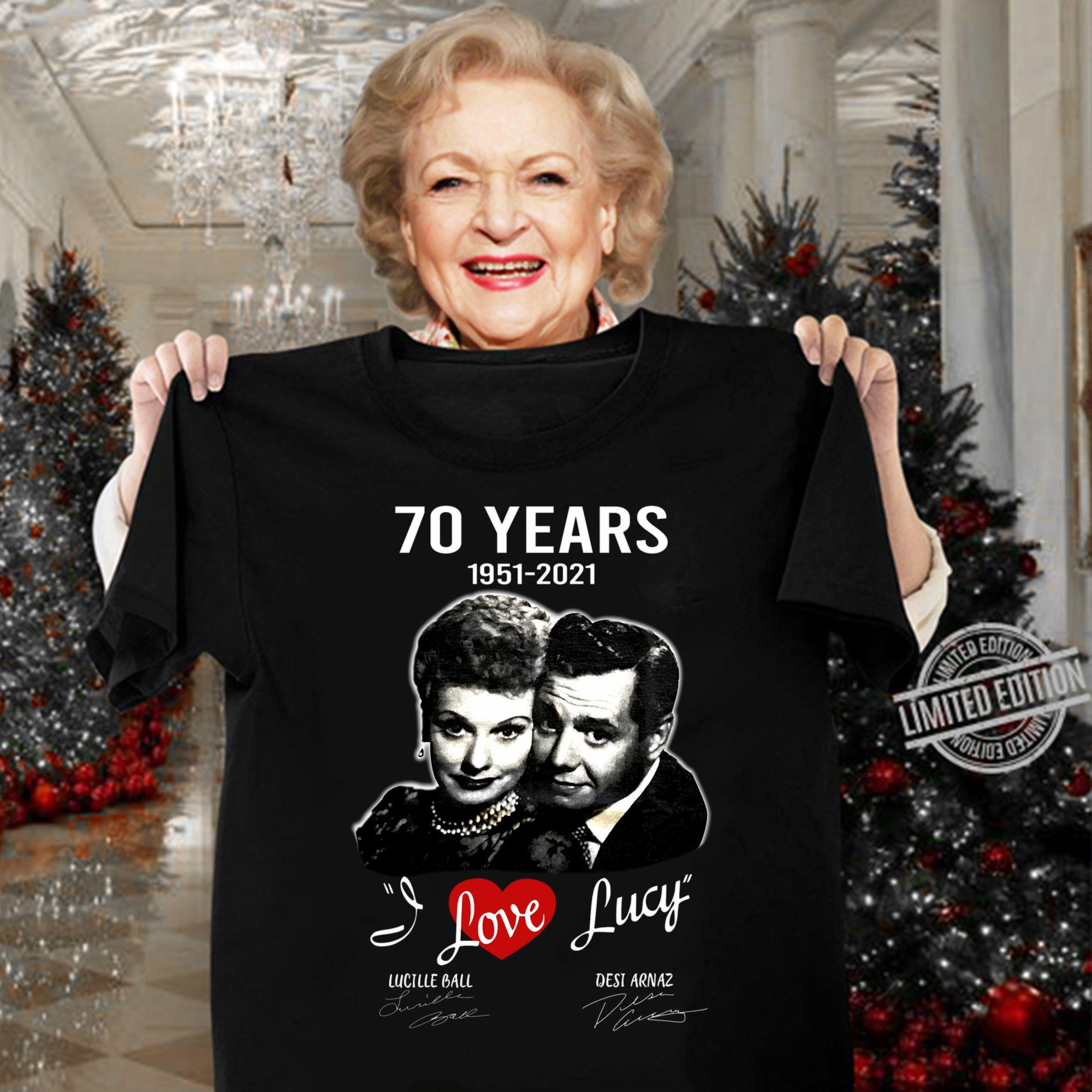 Funny I Love Lucy sitcom 70 years 1951-2021 Lucille Ball Desi Arnaz Signatures Shirt I Love Lucy sitcom 70 years 1951 2021 Lucille Ball Desi Arnaz Signatures Shirt 3 - Funny I Love Lucy sitcom 70 years 1951-2021 Lucille Ball Desi Arnaz Signatures Shirt