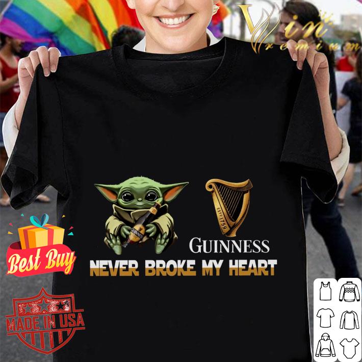 Official Star Wars Baby Yoda Guinness beer Never Broke My Heart Shirt