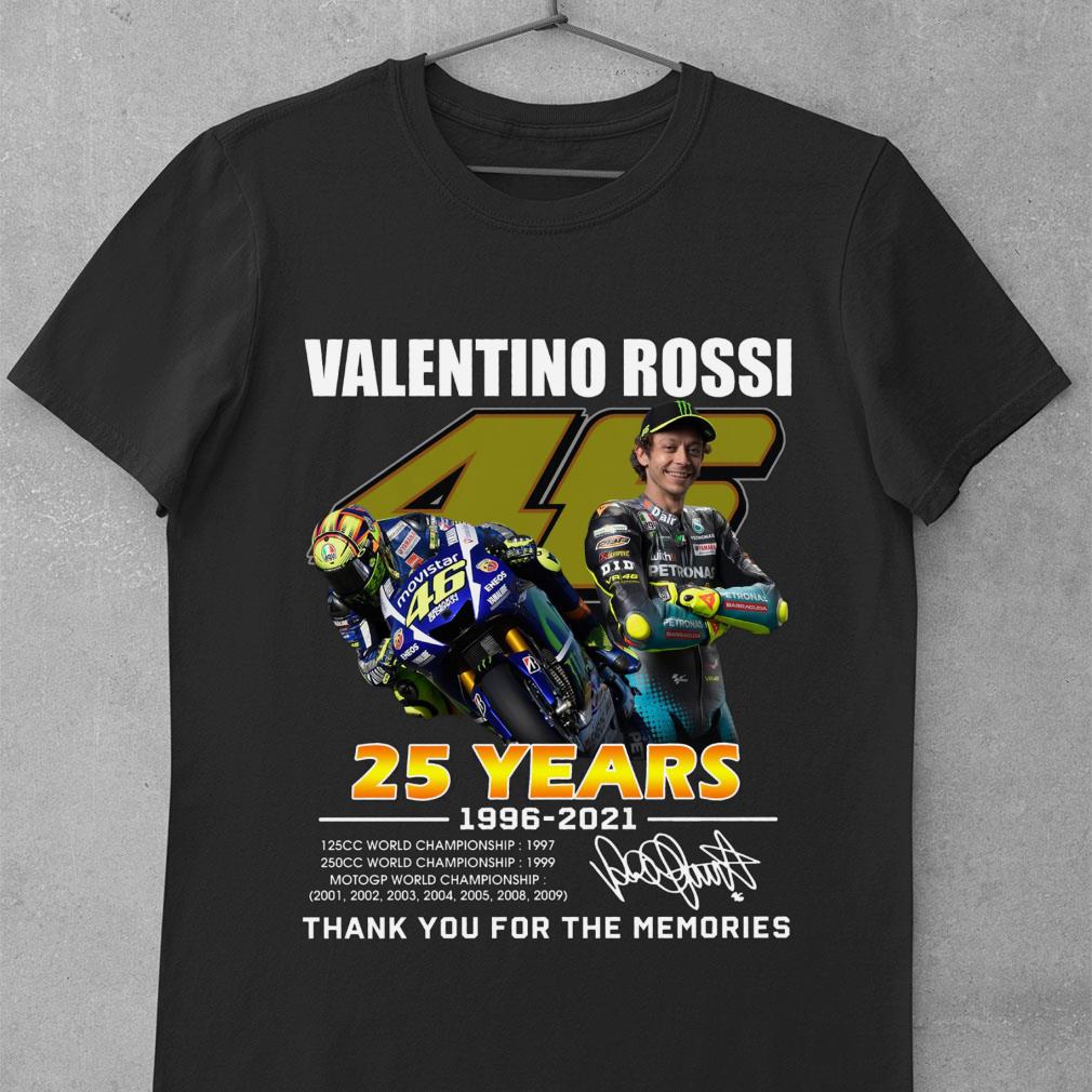 Hot V46 Valentino Rossi 25 years 1996-2021 World Championship signature thank memories shirt