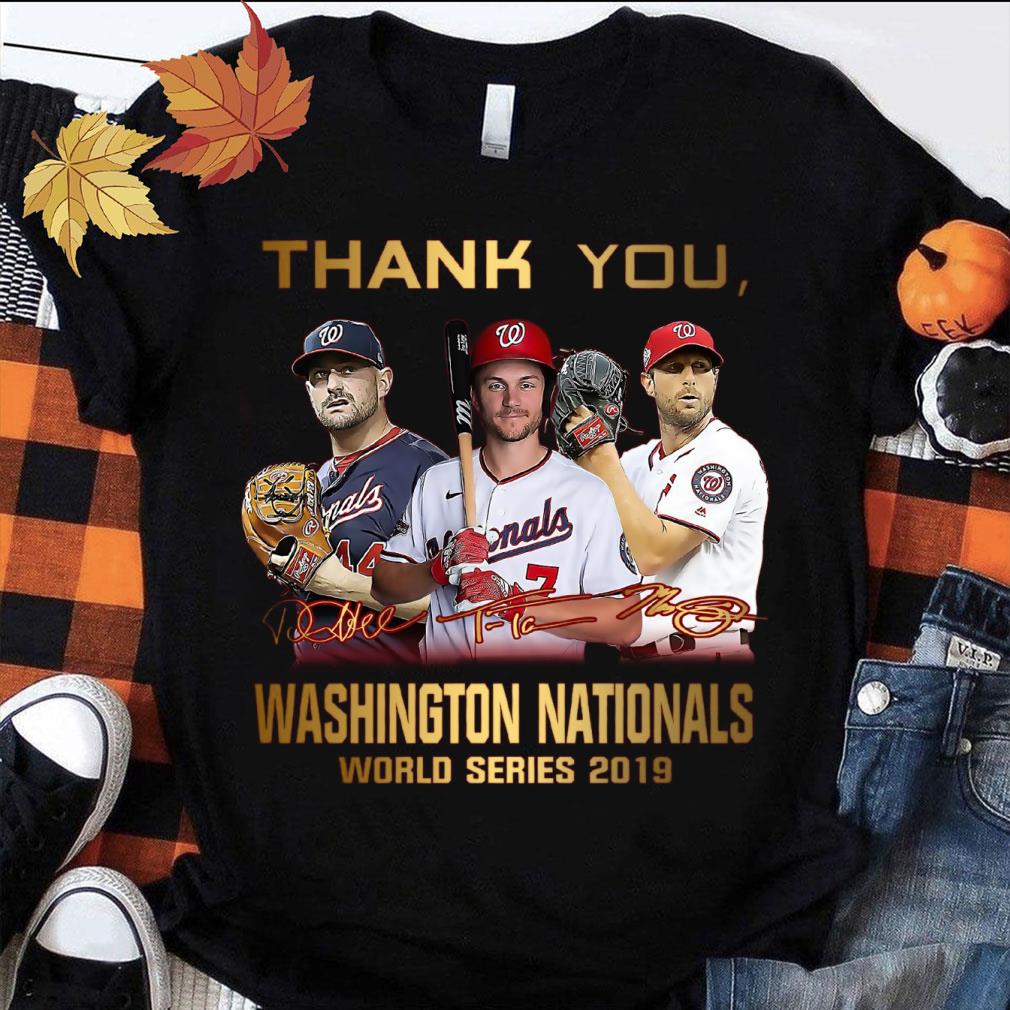 Washington Nationals Daniel Murphy Trea Turner Max Scherzer World Series 2019 Thank You Signatures Shirt