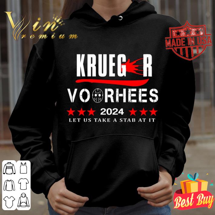 Hot Halloween Krueger Voorhees 2024 let us take a stab at it shirt, Jason Voorhees, Freddy Krueger Halloween Krueger Voorhees 2024 let us take a stab at it shirt Jason Voorhees Freddy Krueger 4 - Hot Halloween Krueger Voorhees 2024 let us take a stab at it shirt, Jason Voorhees, Freddy Krueger