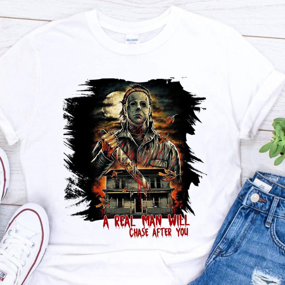 Official Halloween Michael Myers A Real Man Will Chase After You Shirt