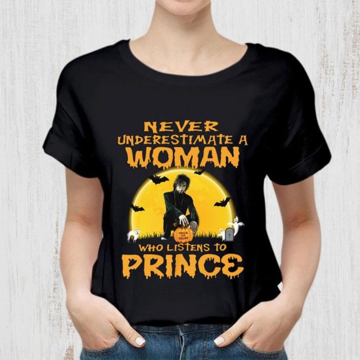 Funny Halloween Never underestimate a woman trick or treat who listens to Prince shirt Halloween Never underestimate a woman trick or treat who listens to Prince shirt 2 - Funny Halloween Never underestimate a woman trick or treat who listens to Prince shirt