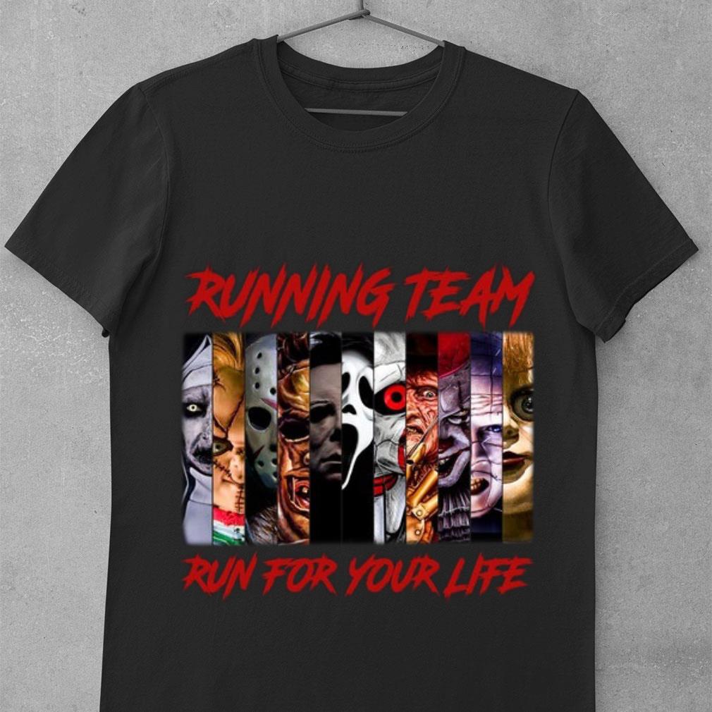 Awesome Halloween Running team run for your life horror movies characters shirt
