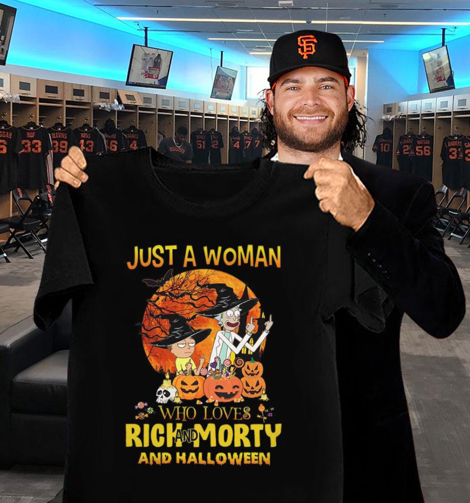 Premium Just a woman who loves Rick and Morty and halloween pumpkin witch shirt Just a woman who loves Rick and Morty and halloween pumpkin witch shirt 2 - Premium Just a woman who loves Rick and Morty and halloween pumpkin witch shirt