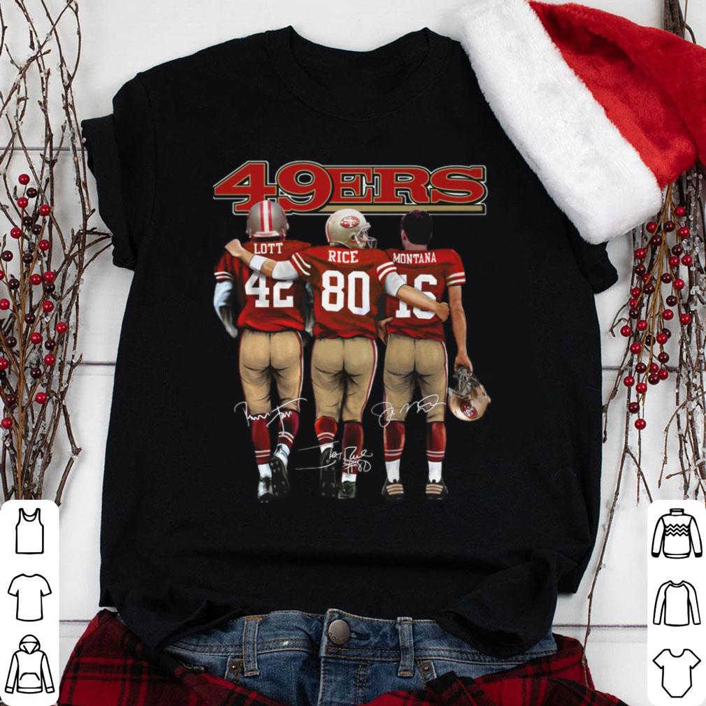 Official San Francisco 49ers Legend Players Signatures Shirt, Ronnie Lott, Jerry Rice, Joe Montana San Francisco 49ers Legend Players Signatures Shirt Ronnie Lott Jerry Rice Joe Montana 1 - Official San Francisco 49ers Legend Players Signatures Shirt, Ronnie Lott, Jerry Rice, Joe Montana