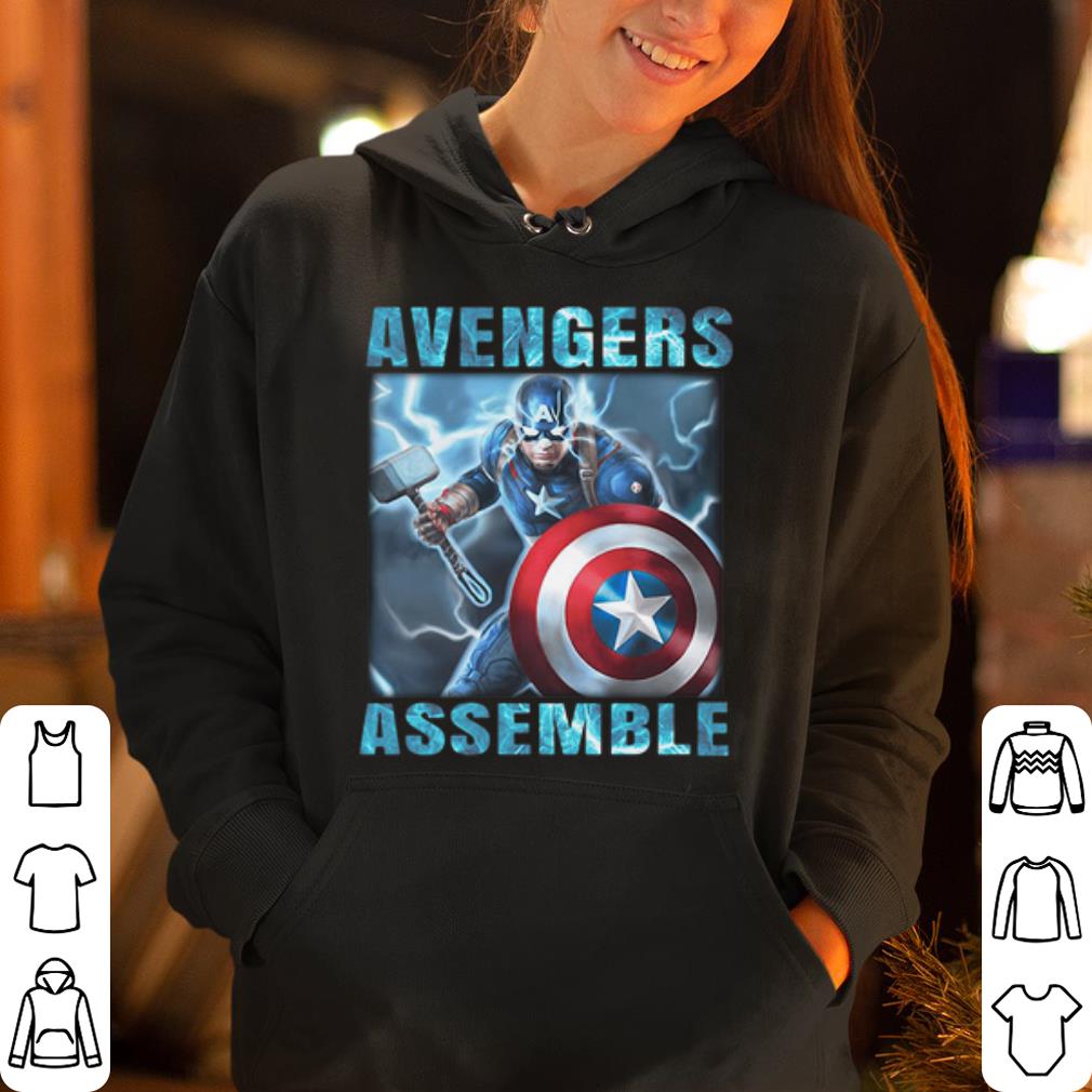 Captain America with Mjolnir Avengers assemble shirt 4 - Captain America with Mjolnir Avengers assemble shirt