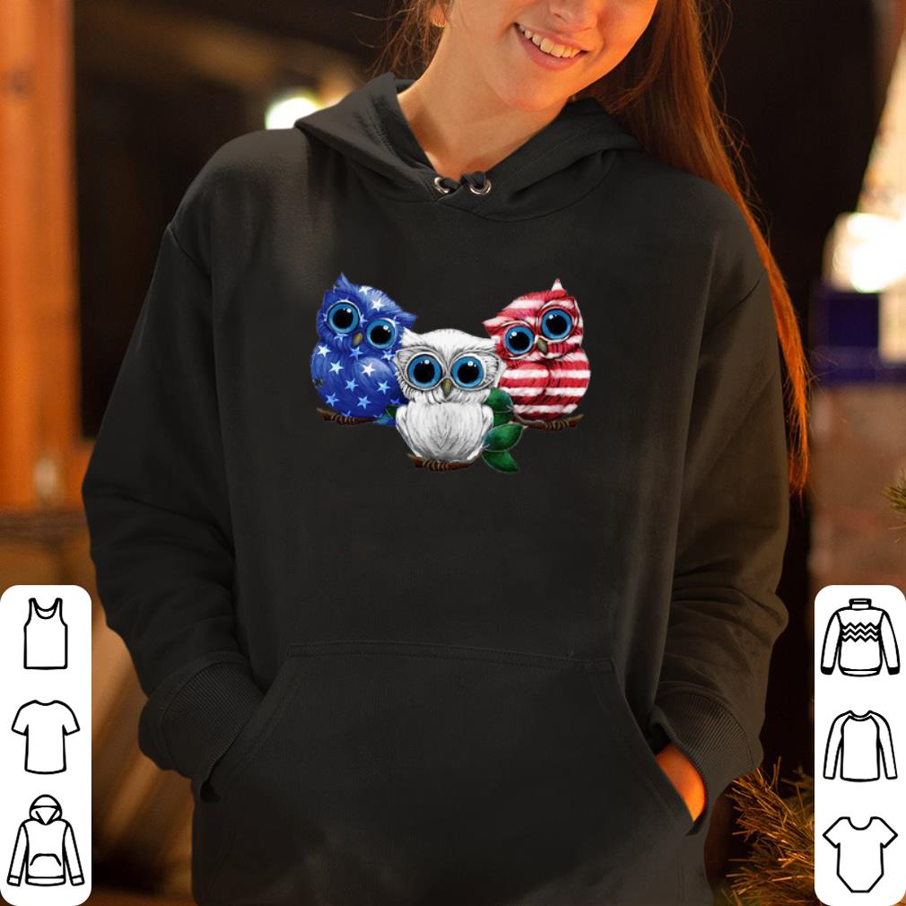 Owl blue white red American flag shirt 4 - Owl blue white red American flag shirt