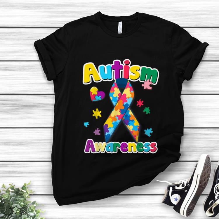 Awesome Ribbon Puzzle Pieces Colors Autism Awareness shirt 1 - Awesome Ribbon Puzzle Pieces Colors Autism Awareness shirt