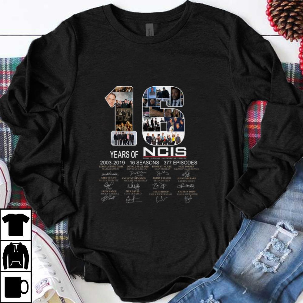 Original 16 Years Of NCIS 2003 2019 Signature shirt 1 - Original 16 Years Of NCIS 2003 - 2019 Signature shirt