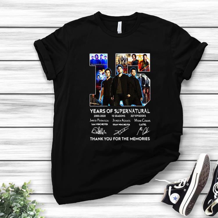 Premium 15 Years Of Supernatural Thank For The Memories Signature shirt 1 - Premium 15 Years Of Supernatural Thank For The Memories Signature shirt