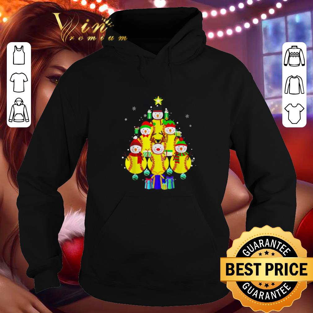 Original Softball snowman Christmas tree shirt 4 - Original Softball snowman Christmas tree shirt