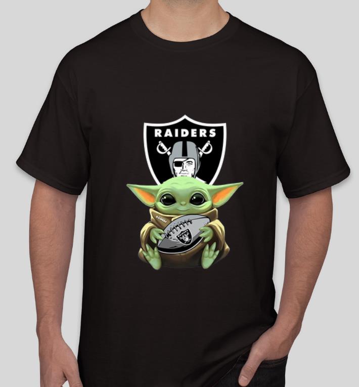 Awesome Star Wars Football Baby Yoda Hug Oakland Raiders shirt 4 - Awesome Star Wars Football Baby Yoda Hug Oakland Raiders shirt
