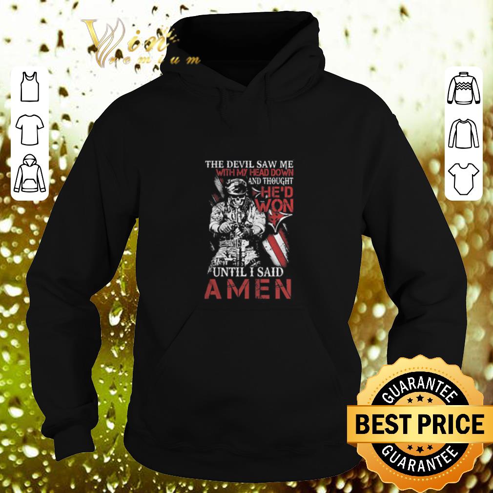 Original Skull veteran the devil saw me with my head down and Amen shirt 4 - Original Skull veteran the devil saw me with my head down and Amen shirt