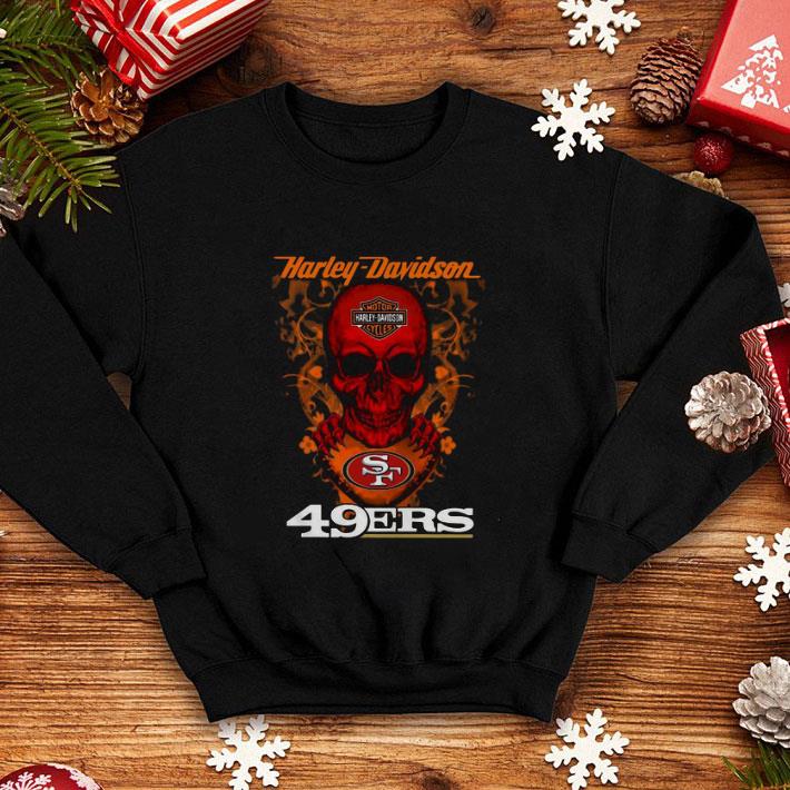 Top Skull mashup Harley Davidson and San Francisco 49ers shirt 4 - Top Skull mashup Harley Davidson and San Francisco 49ers shirt