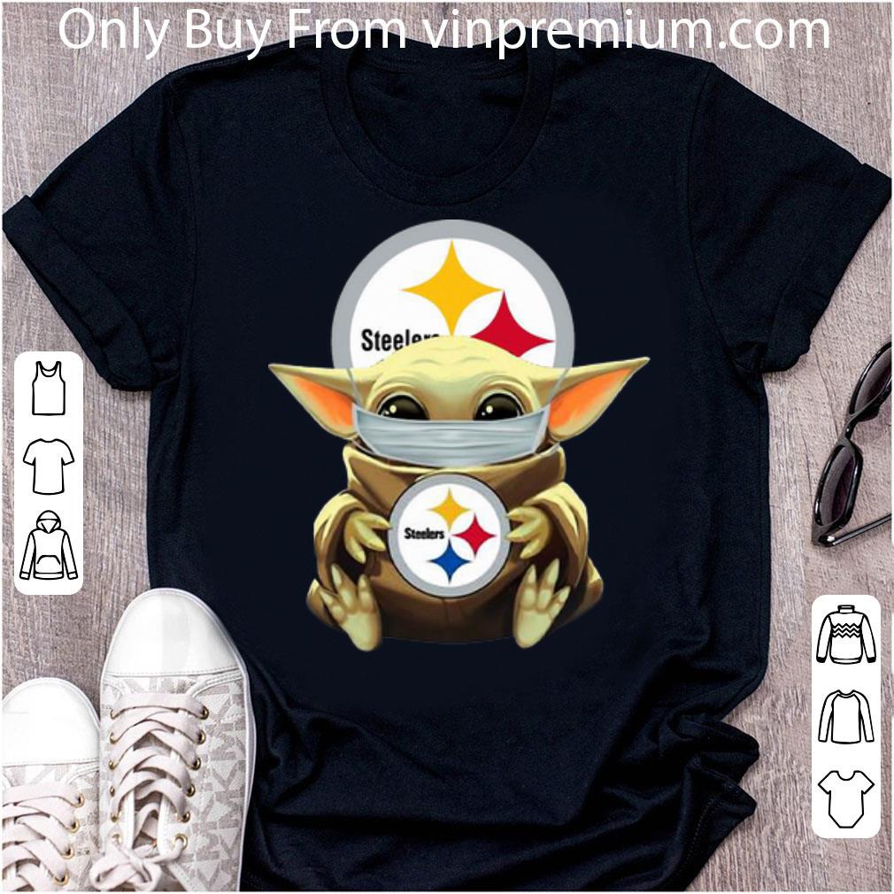 Great Star Wars Baby Yoda Face Mask Hug Pittsburgh Steelers shirt