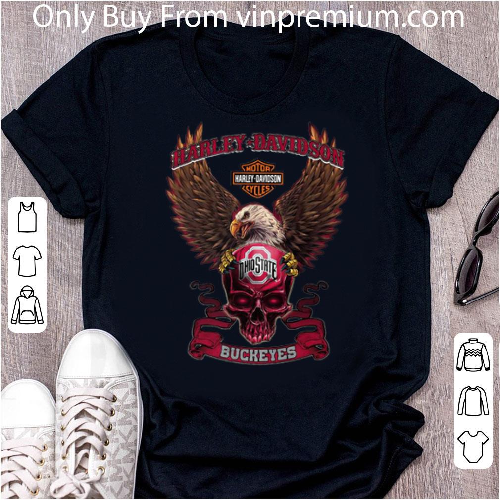 Nice Motor Harley Davidson Cycles Skull Ohio State Buckeyes shirt