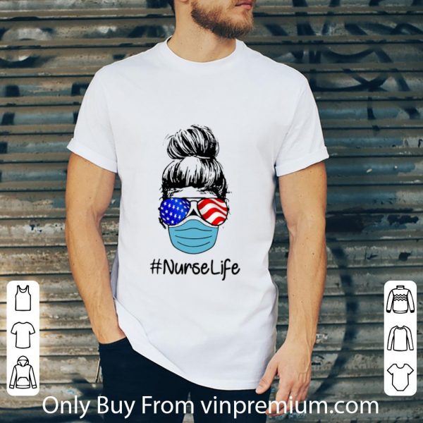 Official Woman Face Mask #Nurselife American Flag shirt
