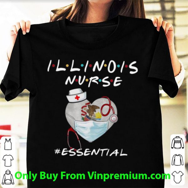 Top Illinois Nurse Heart Stethoscope Illinois Flag #Essential shirt