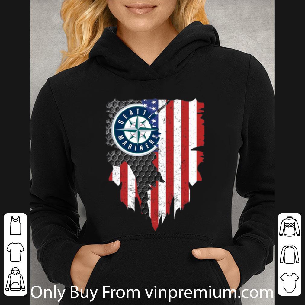 5be8fcc9 official seattle mariners blood inside american flag shirt 4 - Official Seattle Mariners Blood Inside American Flag shirt