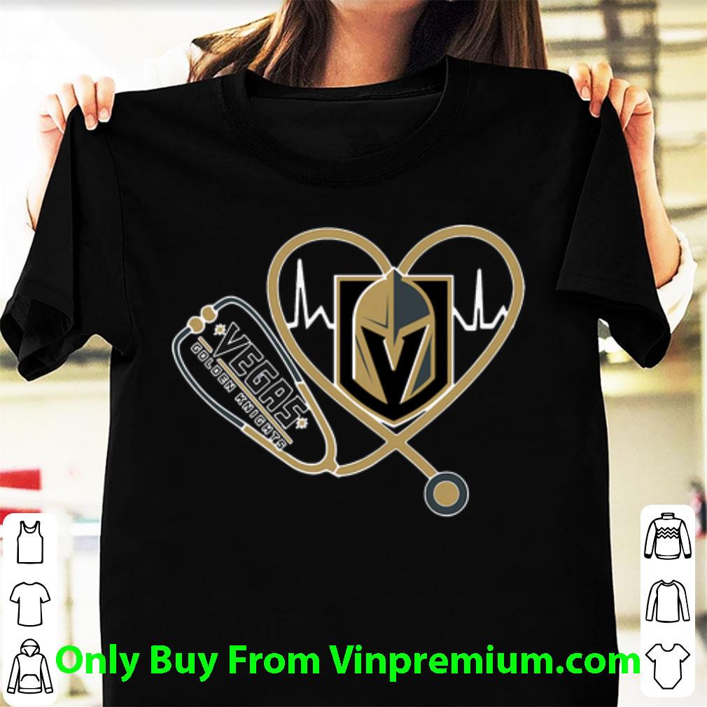 Pretty Vegas Golden Knights Heartbeat Nurse Stethoscope shirt
