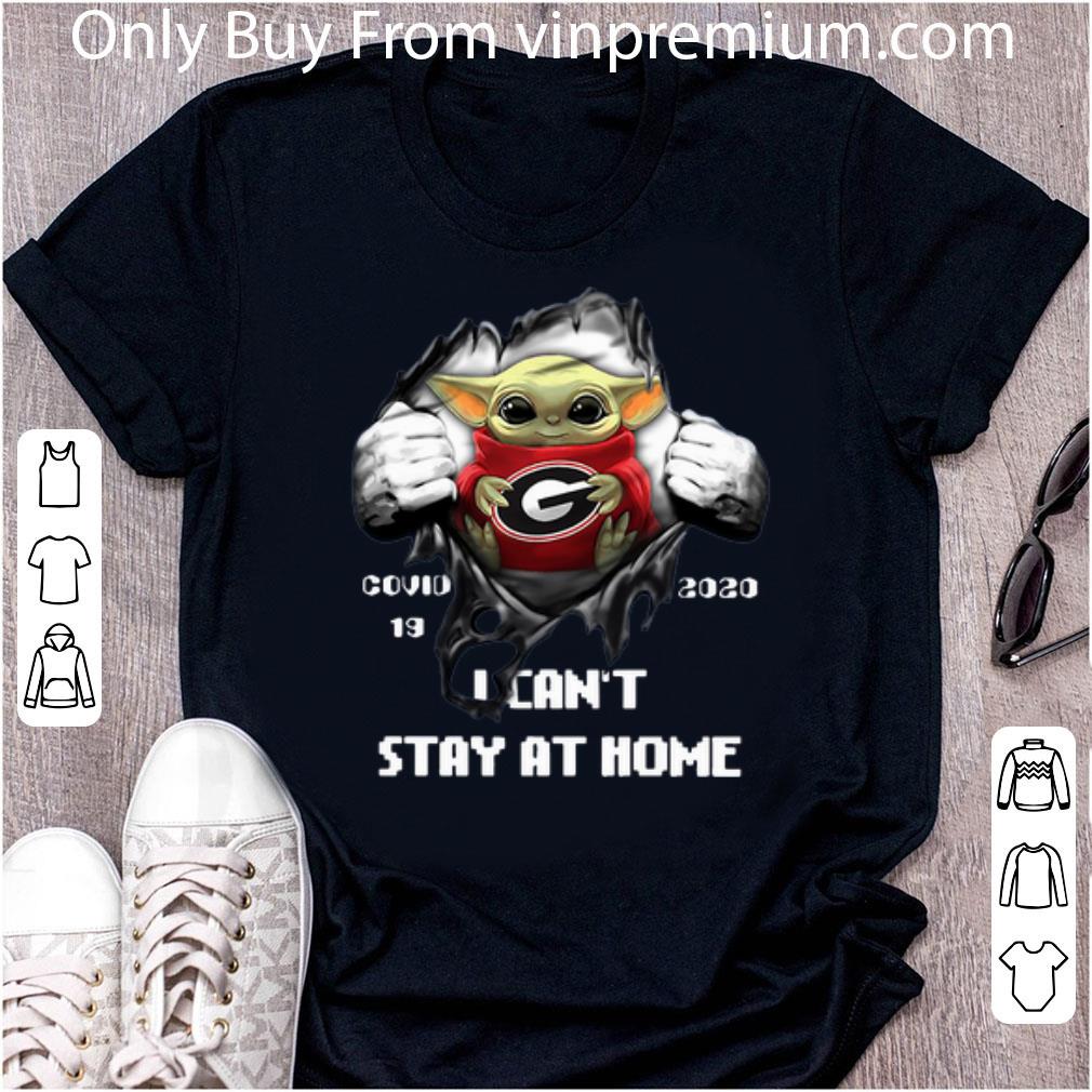 Pretty Baby Yoda Georgia Bulldogs Covid-19 I Can’t Stay At Home Blood Inside shirt
