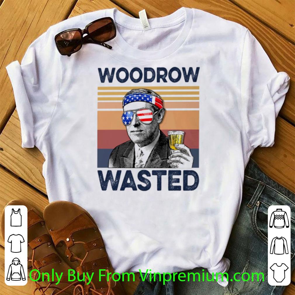 Great Vintage Woodrow Wilson Wasted American Flag Independence Day shirt